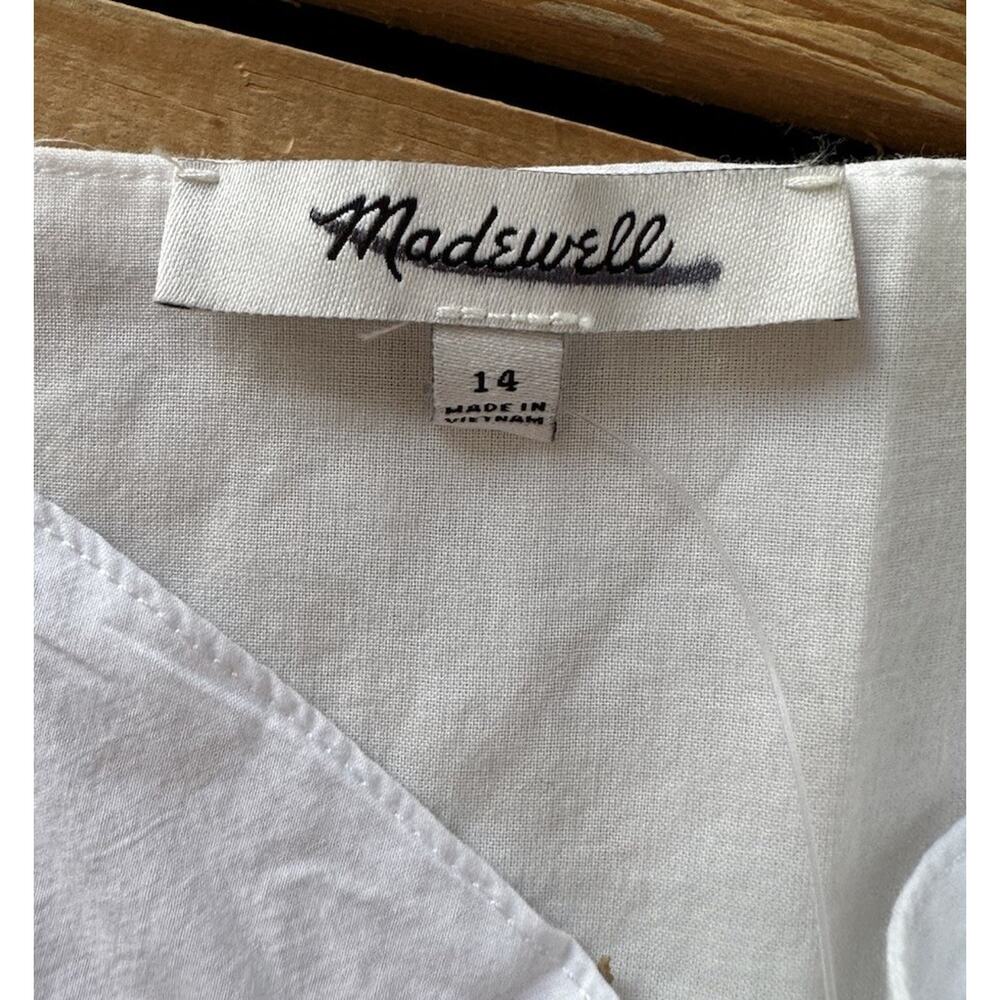 Madewell NWT Women’s Button Front Tiered MIDI Sleeveless Dress Size 14 White D11 - Picture 4 of 8